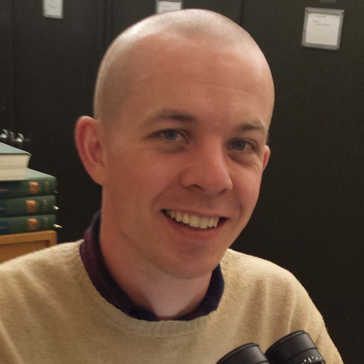 Daniel Layton working at the IU Herbarium.