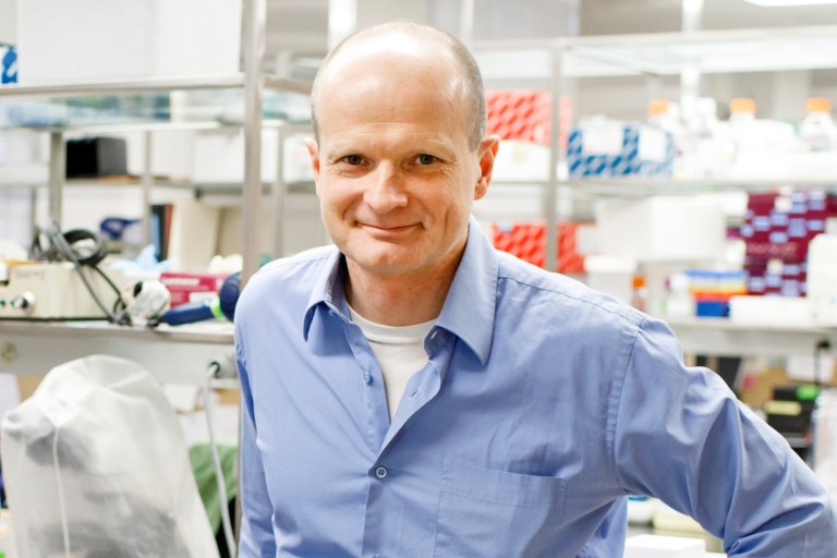 Armin Moczek in his lab.