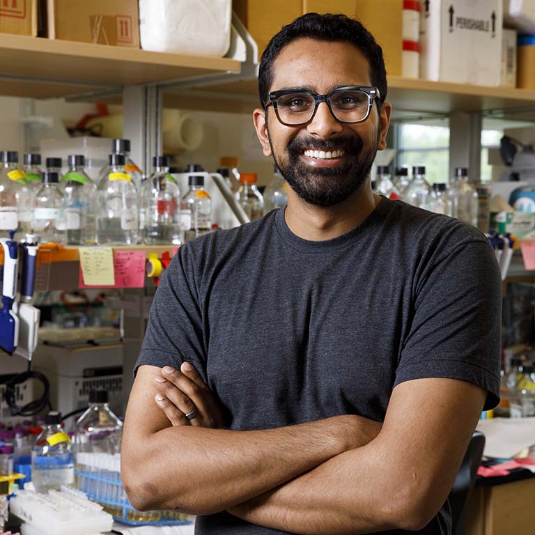 Ankur Dalia in his lab.