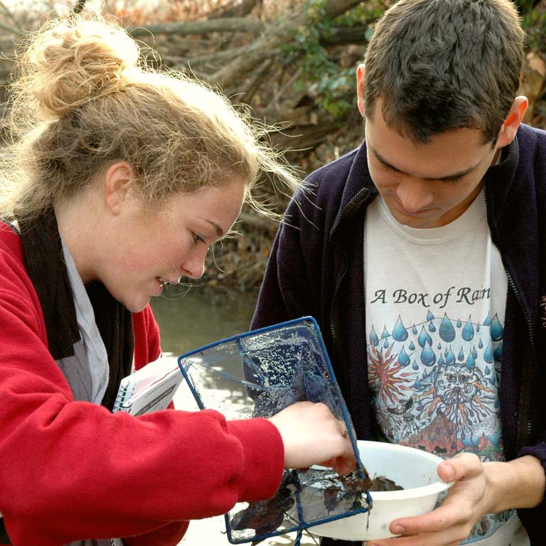 students testing water